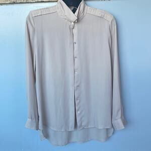 Forever 21 Nude Button Down Long Sleeves Sheath Blouse NWOT